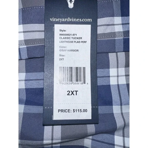 Men's Vineyard Vines NWT 2X Long Sleeve Button-Down Shirt Grey Harbor XXL New 2X - Picture 10 of 11